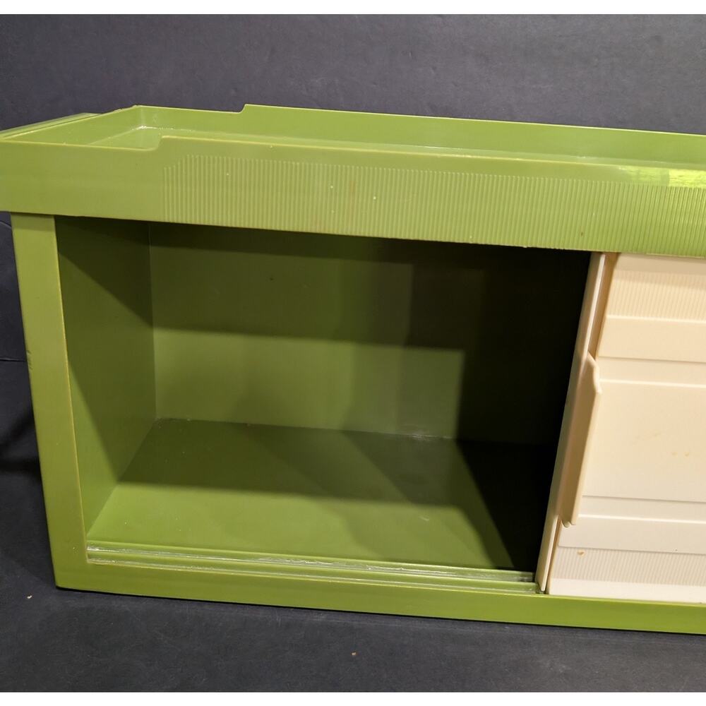 Storage Cabinet Kitchen Bathroom Retro 1960s 1970s Green Plastic Wall Hanging - Picture 7 of 15